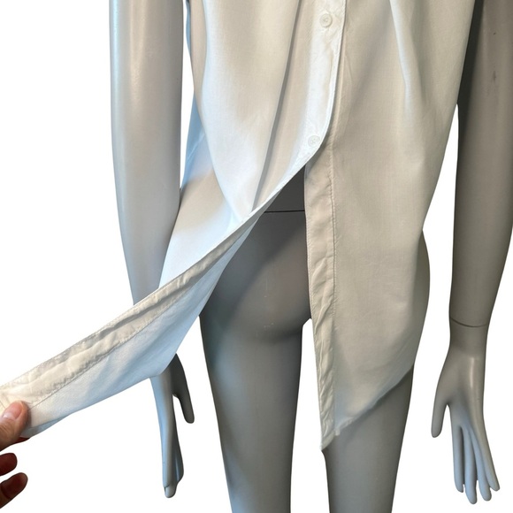 BELLA DAHL Button Front Split Back White Blouse Top Tencel Size XS - Picture 6 of 16